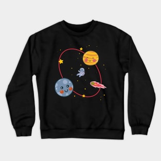 Astronaut With Planets Funny T-shirt Design Crewneck Sweatshirt